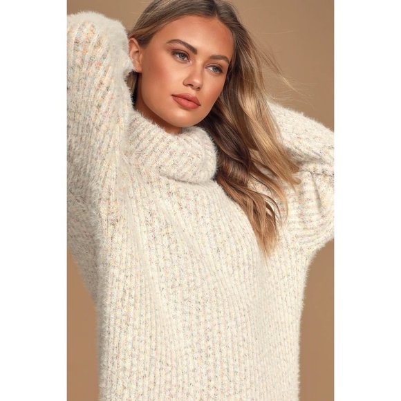 Lulus Sweater Dress Women's Size XS Sweet Whispers Multicolored Eyelash Knit Tur - Picture 9 of 11